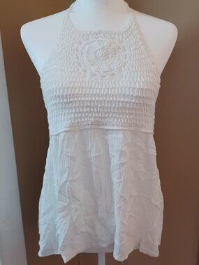 Sim & Sam White Crochet Halter Top